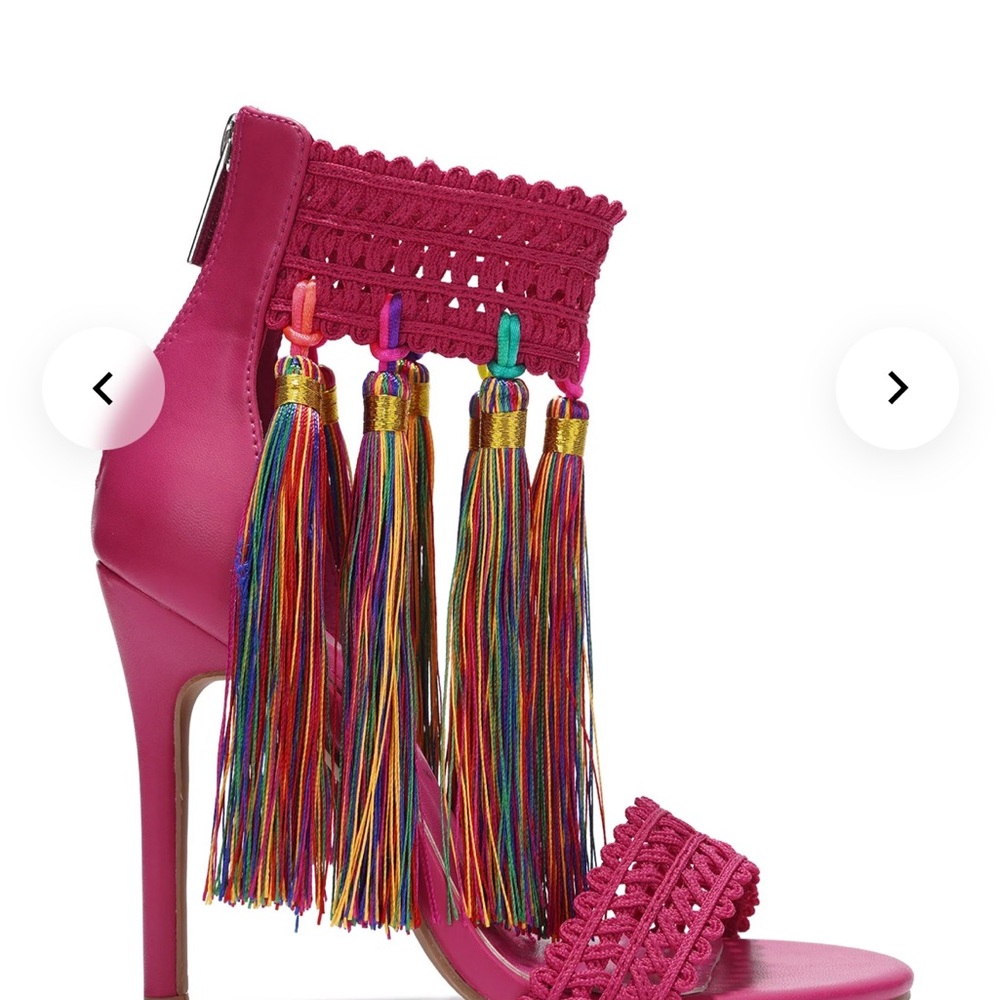 open round toe pink stilettos heels sandals - Picture 3 of 11